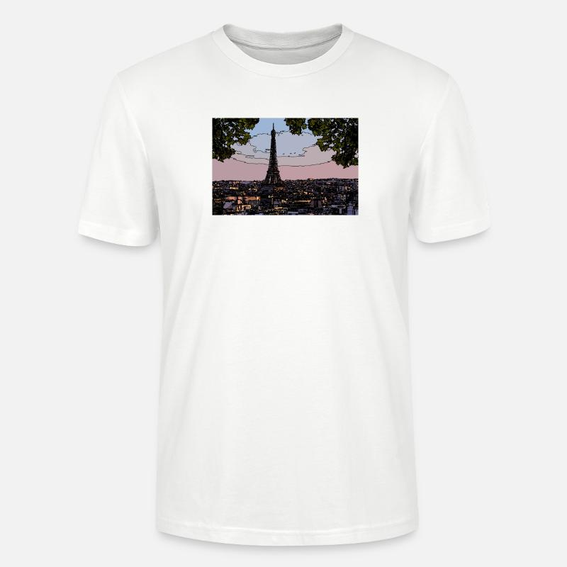 Paris Abendstimmung am Eiffelturm - Stanley/Stella Unisex Bio-T-Shirt CRAFTER - Weiß