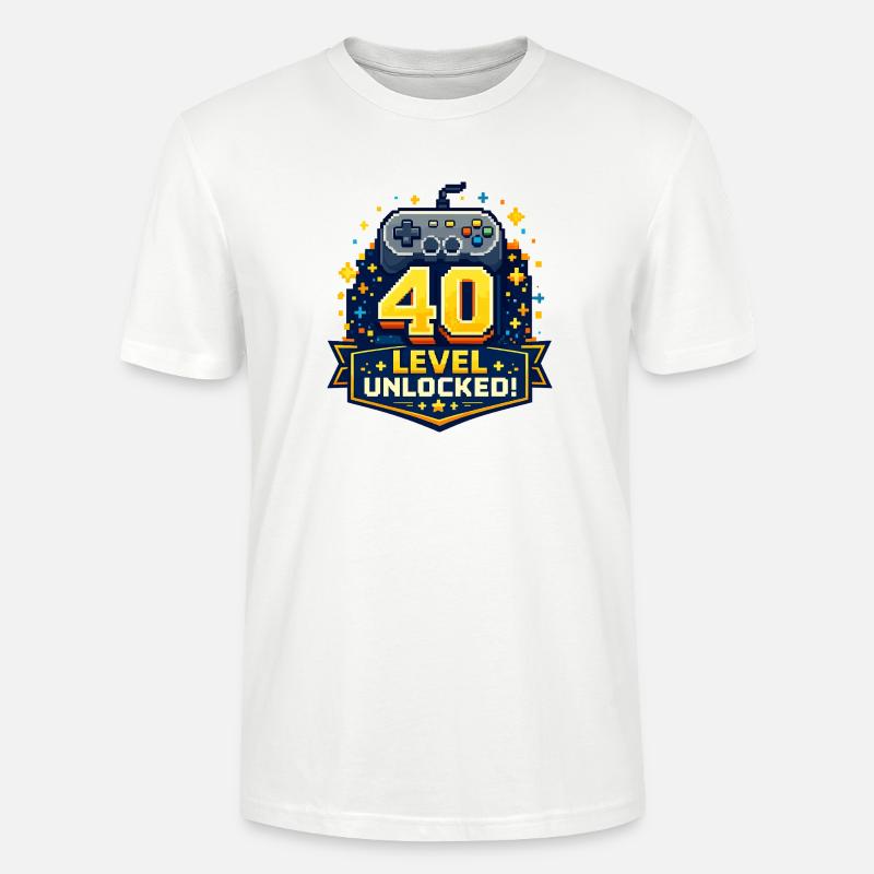 40 Level Freigeschaltet Retro Controller - Stanley/Stella Unisex Bio-T-Shirt CRAFTER - Weiß