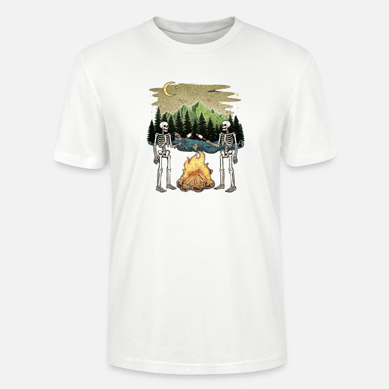 Skeleton Campfire Night Marshmallow Camping Camp - Stanley/Stella Unisex Bio-T-Shirt CRAFTER - Weiß