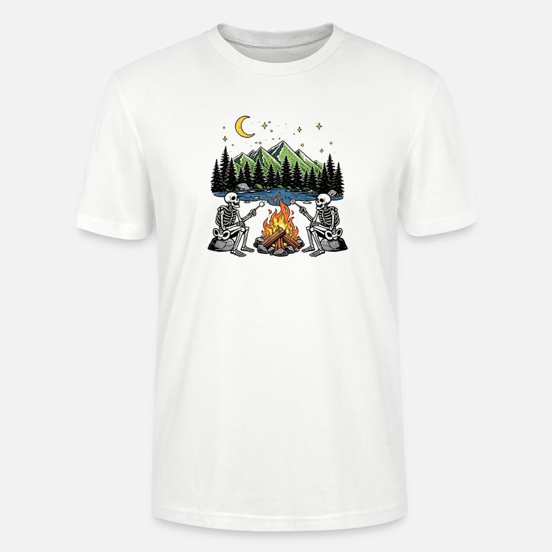 Skeleton Campfire Night Marshmallow Camping Camp - Stanley/Stella Unisex Bio-T-Shirt CRAFTER - Weiß
