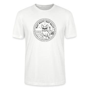 Wat mutt dat mutt Französische Bulldogge am Meer - Stanley/Stella Unisex Bio-T-Shirt CRAFTER - Weiß - Vorne - Alina (178cm) & Michal (187cm)