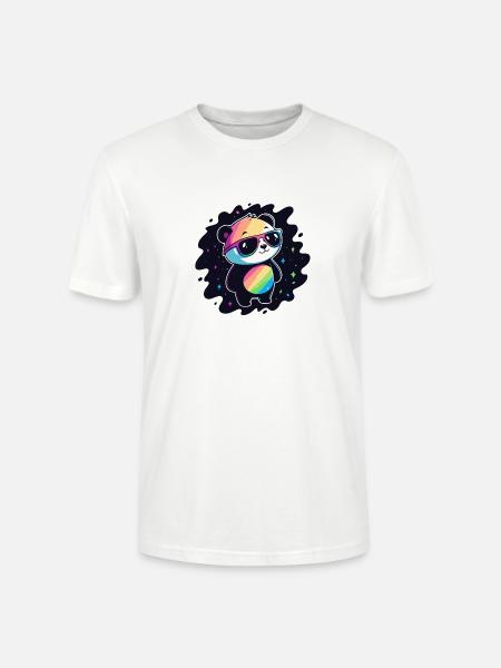 Panda Rainbow Galaxy Cool Glasses - Stanley/Stella CRAFTER Unisex Organic T-Shirt - white