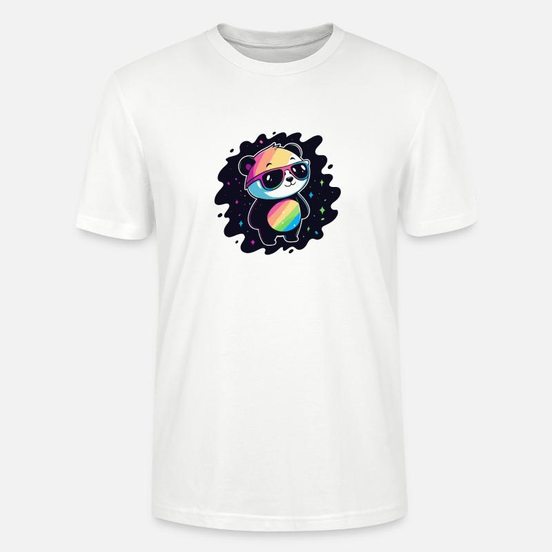 Panda Rainbow Galaxy Cool Glasses - Stanley/Stella CRAFTER Unisex Organic T-Shirt - white
