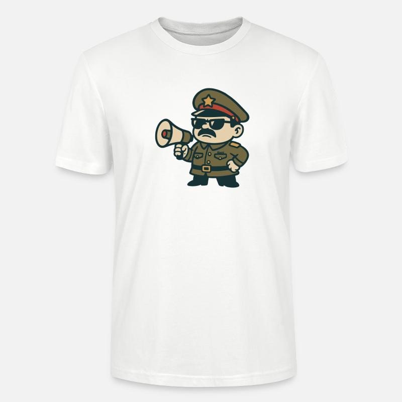 Sergent rétro Mégaphone - T-shirt bio CRAFTER Stanley Stella Unisexe - blanc