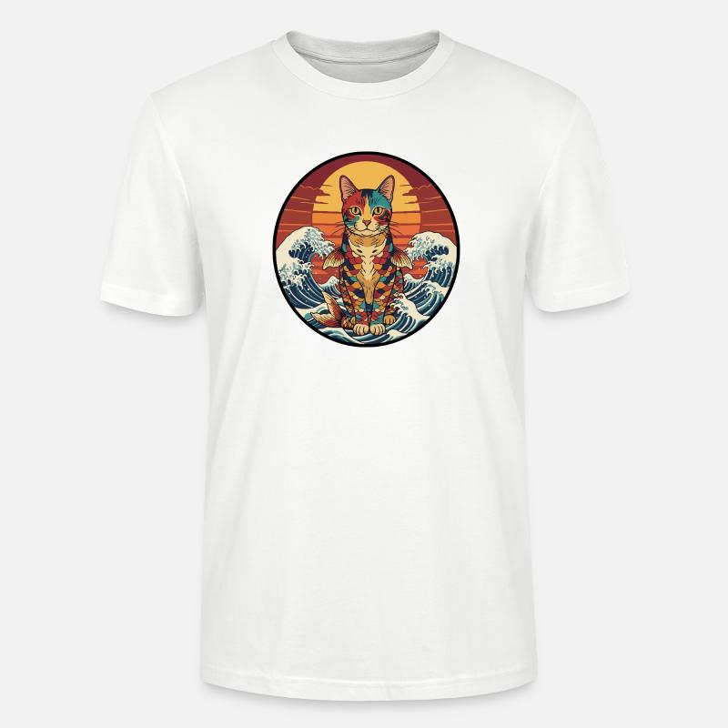 Vagues de coucher de poisson koi - T-shirt bio CRAFTER Stanley Stella Unisexe - blanc
