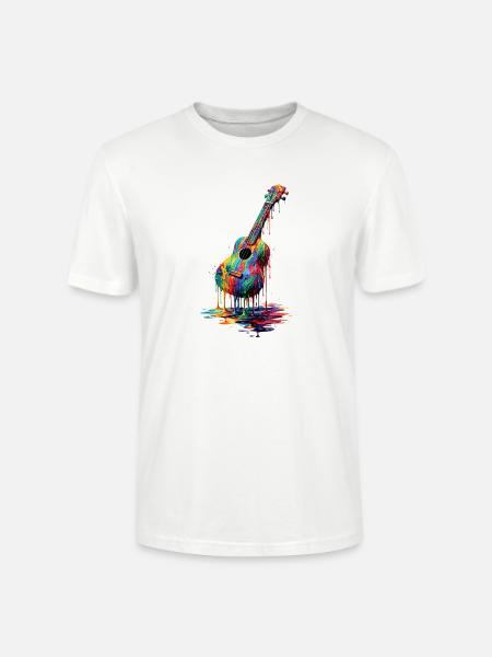 Ukulele med dryppende maling - Stanley Stella CRAFTER unisex økologisk-T-shirt - hvid