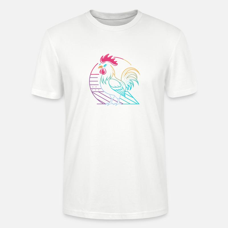 Retro-Neon-Hahn mit Brille - Stanley/Stella Unisex Bio-T-Shirt CRAFTER - Weiß