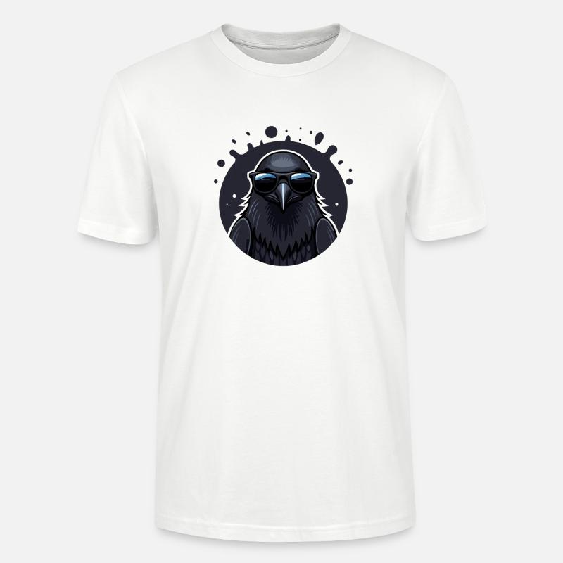 Schwarzer Rabe mit Brille - Stanley/Stella Unisex Bio-T-Shirt CRAFTER - Weiß