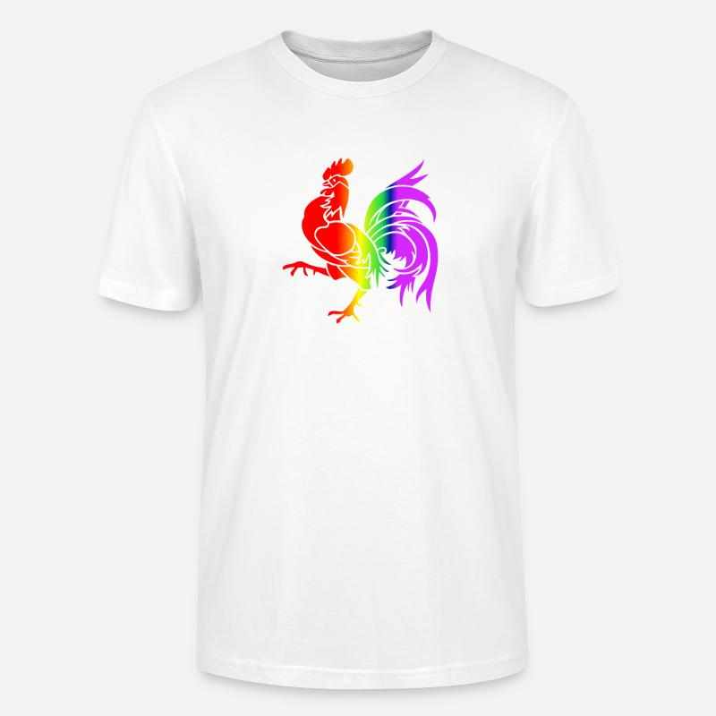 Bunter Regenbogenhahn - Stanley/Stella Unisex Bio-T-Shirt CRAFTER - Weiß