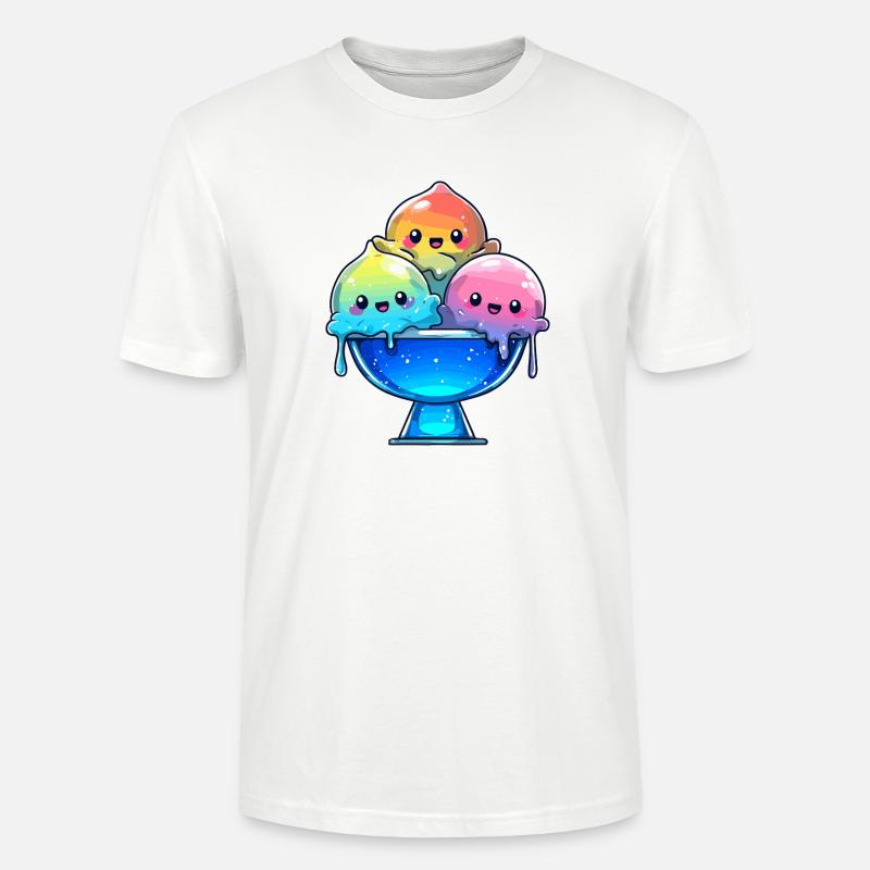 Regenbogen Eis-Trio in Schale - Stanley/Stella Unisex Bio-T-Shirt CRAFTER - Weiß