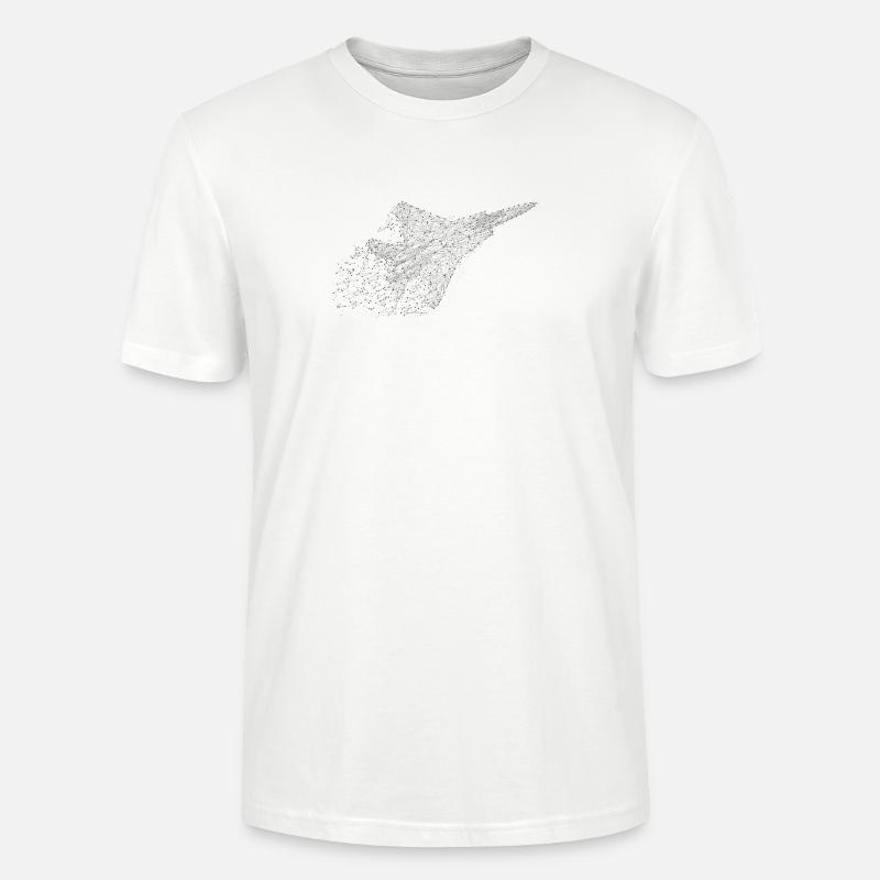 Kampfjet in Low-Poly-Optik - Stanley/Stella Unisex Bio-T-Shirt CRAFTER - Weiß