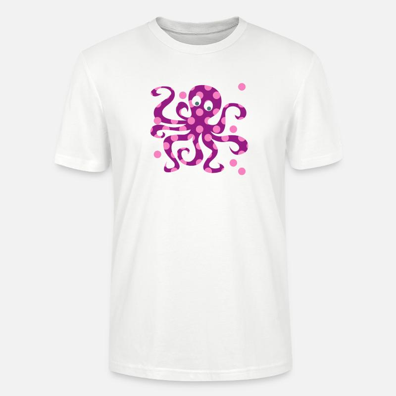 Nursery rose Octopus Dots Squid - T-shirt bio CRAFTER Stanley Stella Unisexe - blanc