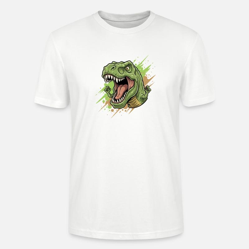 Wütender T Rex mit Farbschwall - Stanley/Stella Unisex Bio-T-Shirt CRAFTER - Weiß
