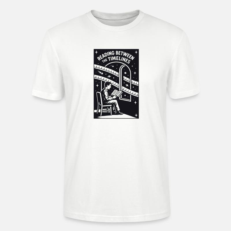 Reading Between Timelines | Sci-Fi Book - Stanley/Stella CRAFTER Unisex Organic T-Shirt - white