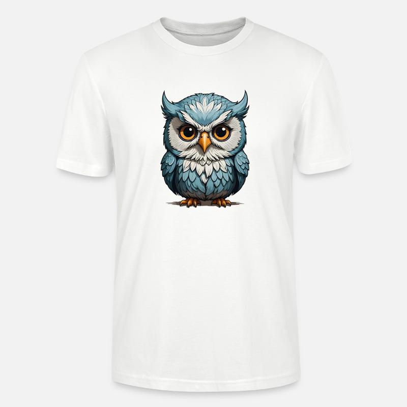 Blauäugige Eulenillustration - Stanley/Stella Unisex Bio-T-Shirt CRAFTER - Weiß