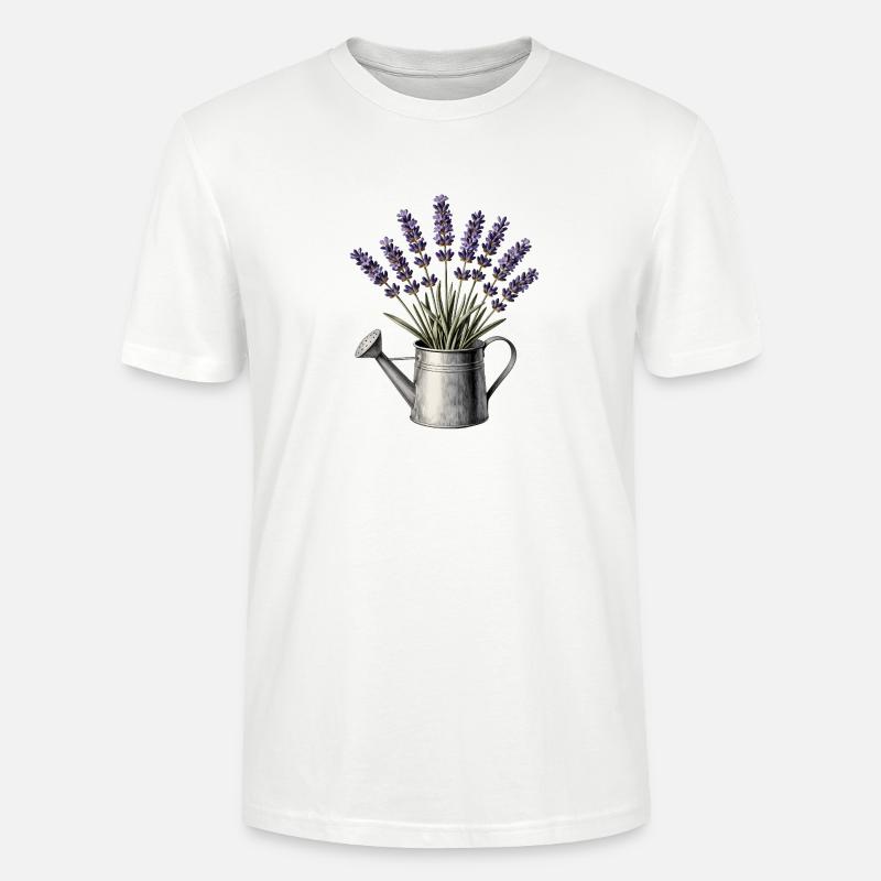 Lavendel in einer Gießkanne - Stanley/Stella Unisex Bio-T-Shirt CRAFTER - Weiß