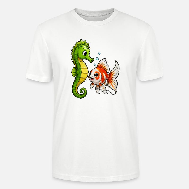 Unterwasserfreunde Seepferdchen Goldfisch - Stanley/Stella Unisex Bio-T-Shirt CRAFTER - Weiß