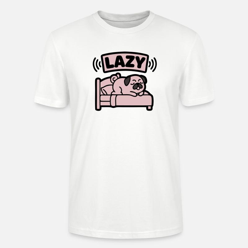  Lazy Mops Hund Bett Introvertiert - Stanley/Stella Unisex Bio-T-Shirt CRAFTER - Weiß