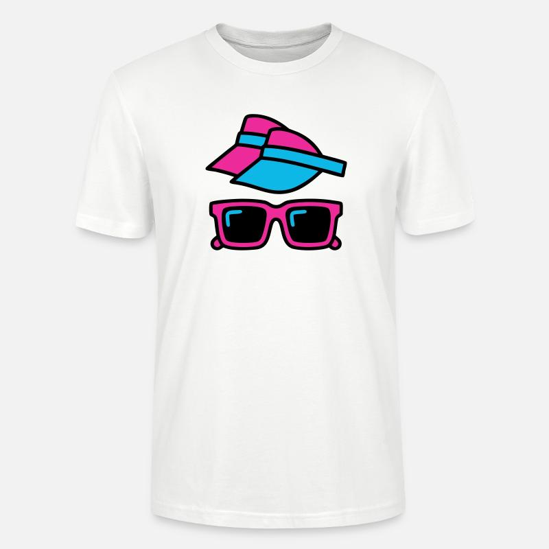 80er Sonnenblende Brille Set - Stanley/Stella Unisex Bio-T-Shirt CRAFTER - Weiß