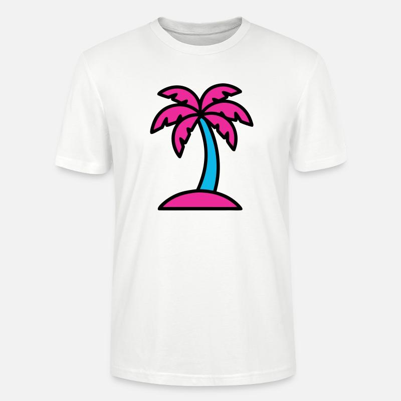 Neon Palm Tree 90s Vaporwave - Stanley/Stella CRAFTER Unisex Organic T-Shirt - white