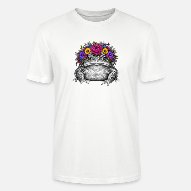 Toad with flower crown - Stanley/Stella CRAFTER Unisex Organic T-Shirt - white