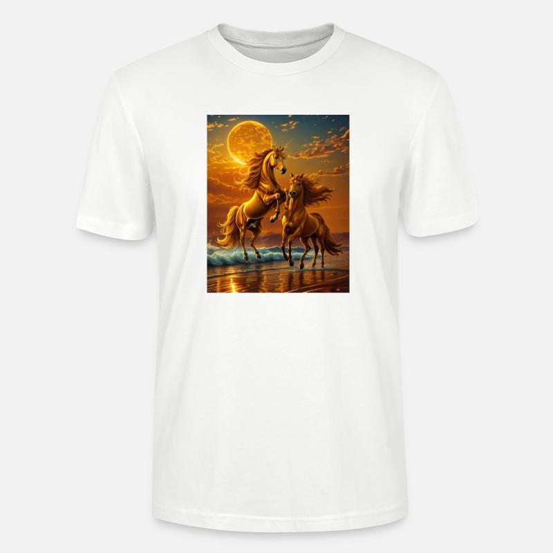 Mondlichthufe am Abendmeer - Stanley/Stella Unisex Bio-T-Shirt CRAFTER - Weiß