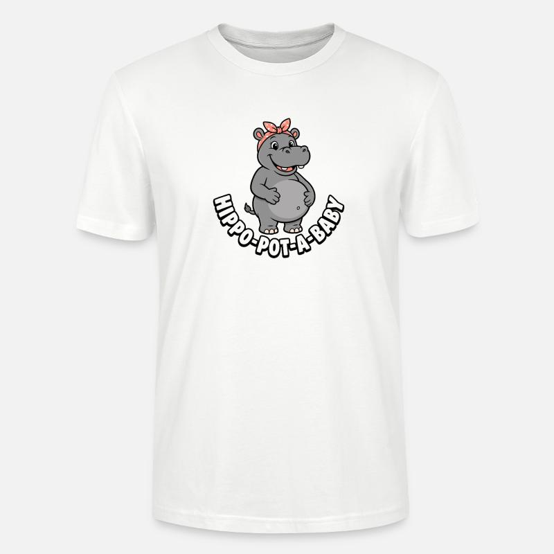 Schwangere Mutter Nilpferd-Topf-ein-Baby Nilpferd - Stanley/Stella Unisex Bio-T-Shirt CRAFTER - Weiß