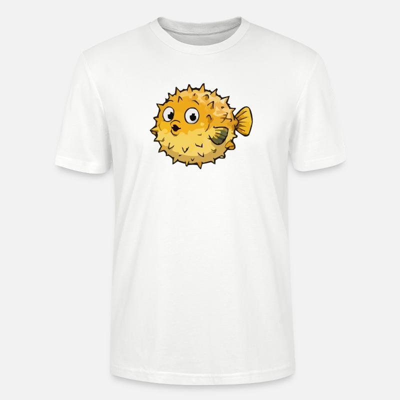Kugeliger Pufferfisch Cartoon - Stanley/Stella Unisex Bio-T-Shirt CRAFTER - Weiß
