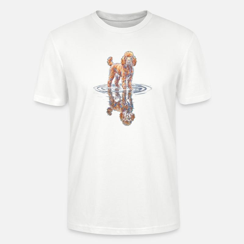 Caniche avec réflexion dans l’eau - T-shirt bio CRAFTER Stanley Stella Unisexe - blanc