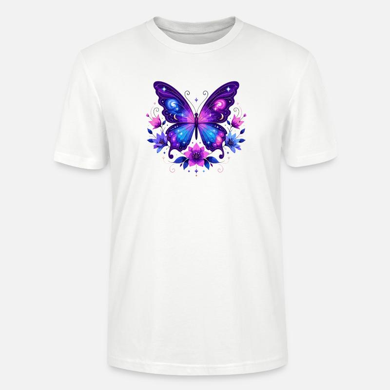 KosmosSchmetterling im Blütenkranz - Stanley/Stella Unisex Bio-T-Shirt CRAFTER - Weiß