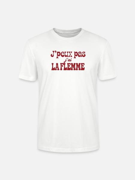 J'peux pas j'ai la flemme - T-shirt bio CRAFTER Stanley Stella Unisexe - blanc