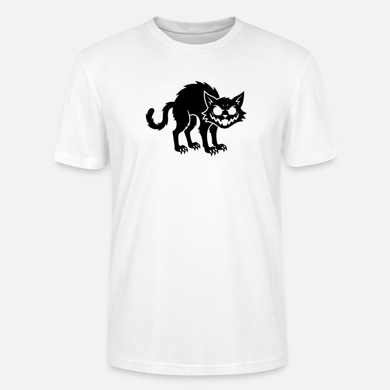 Chat noir en colère - T-shirt bio CRAFTER Stanley Stella Unisexe - blanc