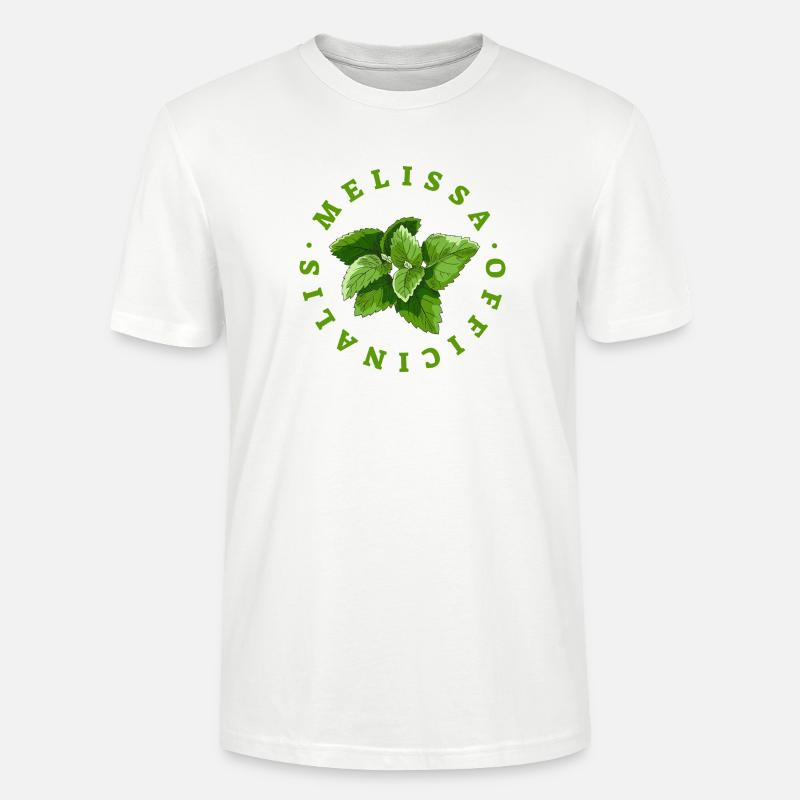 Lemon Balm Leaf Circular Emblem - Stanley/Stella CRAFTER Unisex Organic T-Shirt - white