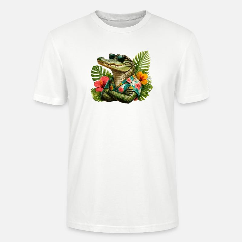 Look hawaïen d’alligator - T-shirt bio CRAFTER Stanley Stella Unisexe - blanc