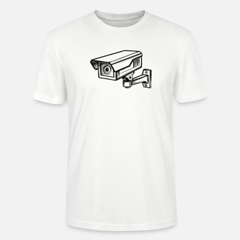 Security Camera Security - Illusionration - Stanley/Stella CRAFTER Unisex Organic T-Shirt - white