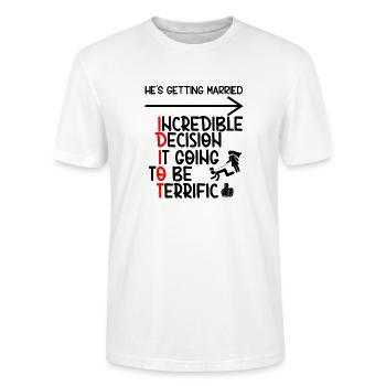 Lustiger Junggesellenabschied Idiot - Stanley/Stella Unisex Bio-T-Shirt CRAFTER - Weiß - Vorne - Alina (178cm) & Michal (187cm)