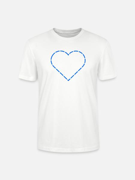 Blue Heart | Minimal Line Art - Stanley/Stella CRAFTER Unisex Organic T-Shirt - white