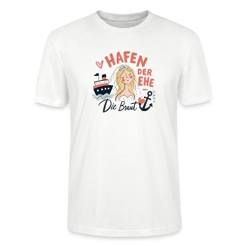 Hafen der Ehe - Die Braut - Stanley/Stella Unisex Bio-T-Shirt CRAFTER - Weiß - Vorne - Alina (178cm) & Michal (187cm)