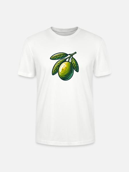 Goldene Olive auf Ast – Fruchtmotiv - Stanley/Stella Unisex Bio-T-Shirt CRAFTER - Weiß