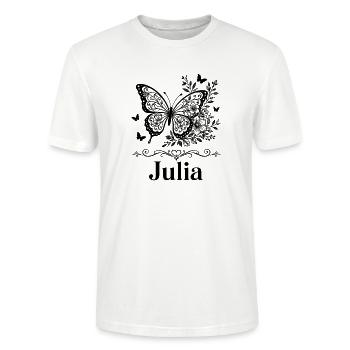 Cadeau floral de Julia Prénom Papillon - T-shirt bio CRAFTER Stanley Stella Unisexe - blanc - Devant - Alina (178cm) & Michal (187cm)