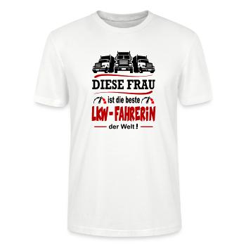 Beste LKW Fahrerin der Welt Lastkraftwagen Frau - Stanley/Stella Unisex Bio-T-Shirt CRAFTER - Weiß - Vorne - Alina (178cm) & Michal (187cm)