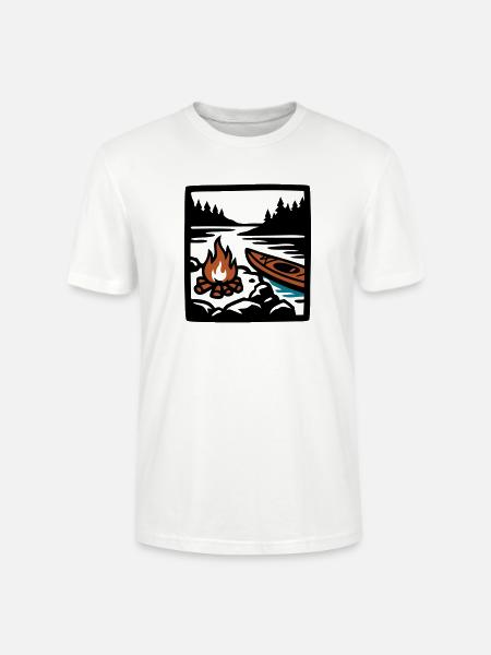 Campfire Canoe Forest Icon - Stanley/Stella CRAFTER Unisex Organic T-Shirt - white