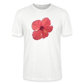 Hibiscus Coral Petal Bloom - Stanley/Stella CRAFTER Unisex Organic T-Shirt - white - Front - Alina (178cm) & Michal (187cm)