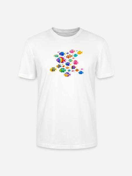 Bunte Tropenfische Illustration - Stanley/Stella Unisex Bio-T-Shirt CRAFTER - Weiß