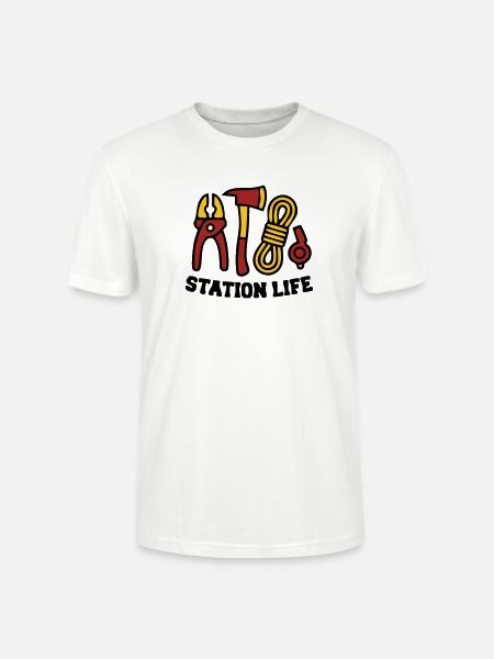 Station Life Fire Brigade Icon - Stanley/Stella CRAFTER Unisex Organic T-Shirt - white