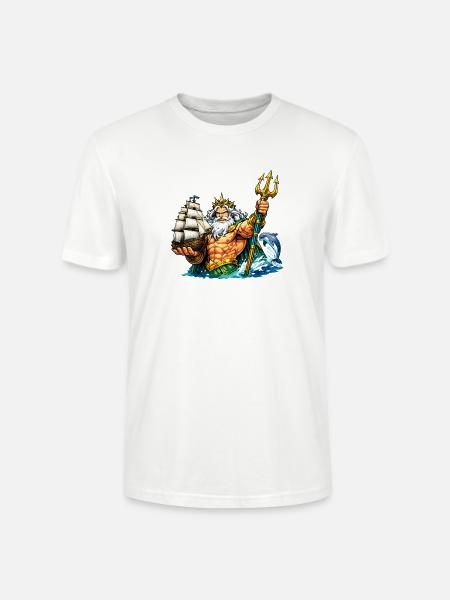 Neptune with sailing ship - Stanley/Stella CRAFTER Unisex Organic T-Shirt - white