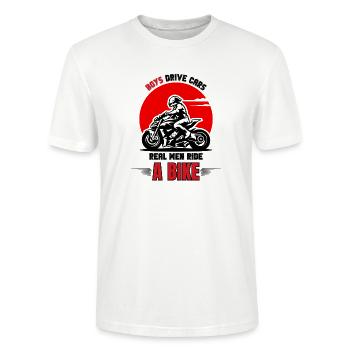 Real Men Biker - Stanley/Stella Unisex Bio-T-Shirt CRAFTER - Weiß - Vorne - Alina (178cm) & Michal (187cm)