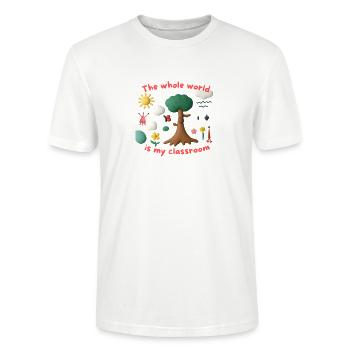 The whole world is my classroom - Stanley/Stella CRAFTER Unisex Organic T-Shirt - white - Front - Alina (178cm) & Michal (187cm)