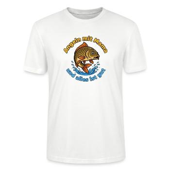 Angeln mit Mama – Alles ist gut - Stanley/Stella Unisex Bio-T-Shirt CRAFTER - Weiß - Vorne - Alina (178cm) & Michal (187cm)
