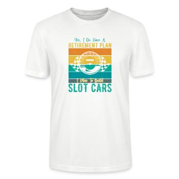 Retirement Plan Build Slot Cars Slotracing Gift - Stanley/Stella Unisex Bio-T-Shirt CRAFTER - Weiß - Vorne - Alina (178cm) & Michal (187cm)